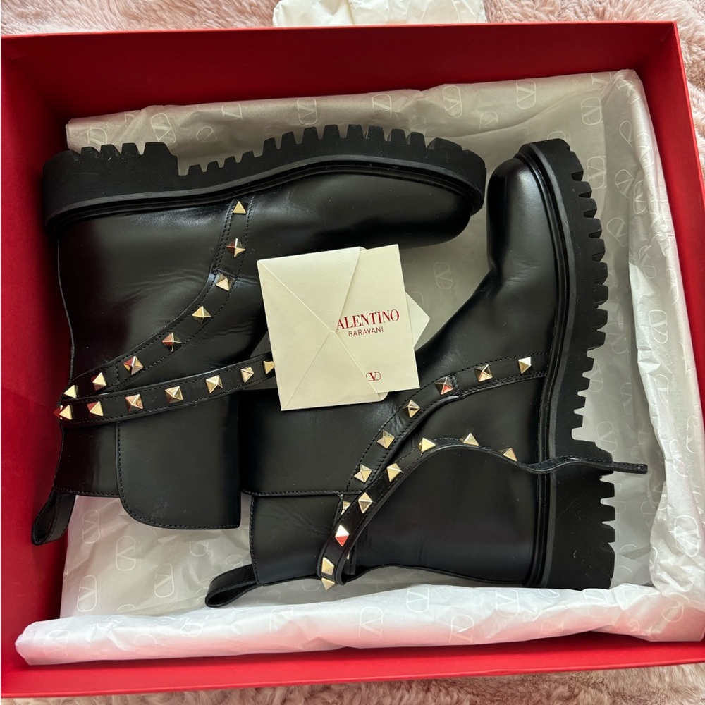 Valentino Black Boots with Gold Studs